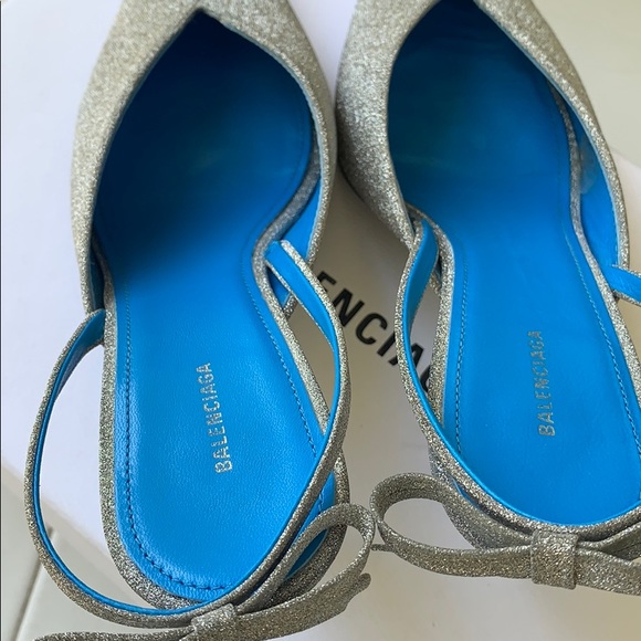 Balenciaga silver sling back heels 37 - Picture 4 of 8